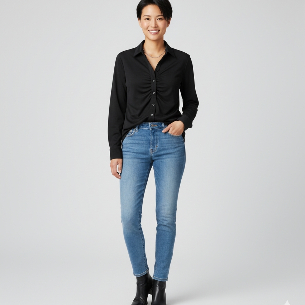 Outfit JP Black Button Down Blouse